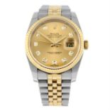 ROLEX - a bi-metal Oyster Perpetual Datejust bracelet watch, 36mm.