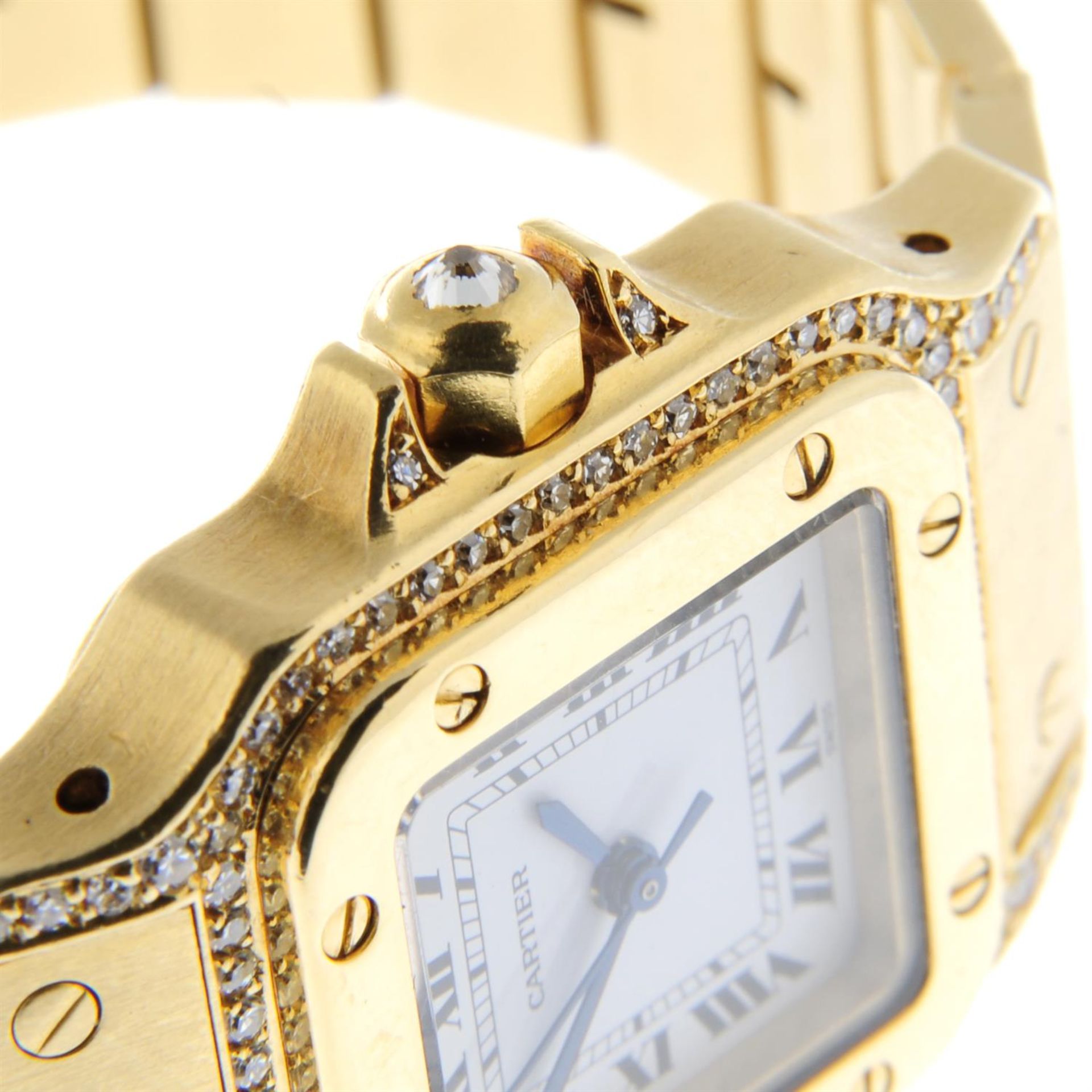 CARTIER - a yellow metal Santos bracelet watch. 24mm. - Image 4 of 4