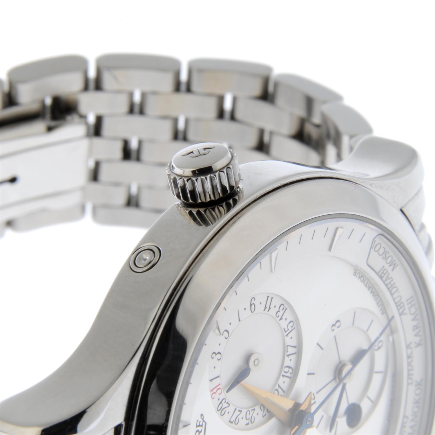 JAEGER-LECOULTRE - a stainless steel Master Geographic bracelet watch, 38mm. - Image 4 of 5