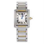 CARTIER - a bi-metal Tank Francaise bracelet watch, 20x18mm.