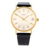 ZENITH - a 9ct yellow gold wrist watch, 34mm.