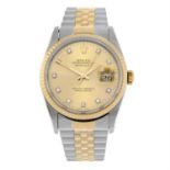 ROLEX - a bi-metal Oyster Perpetual Datejust bracelet watch, 36mm.