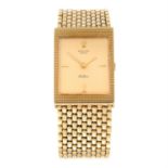 ROLEX - an 18ct yellow gold Cellini bracelet watch, 25x32mm.