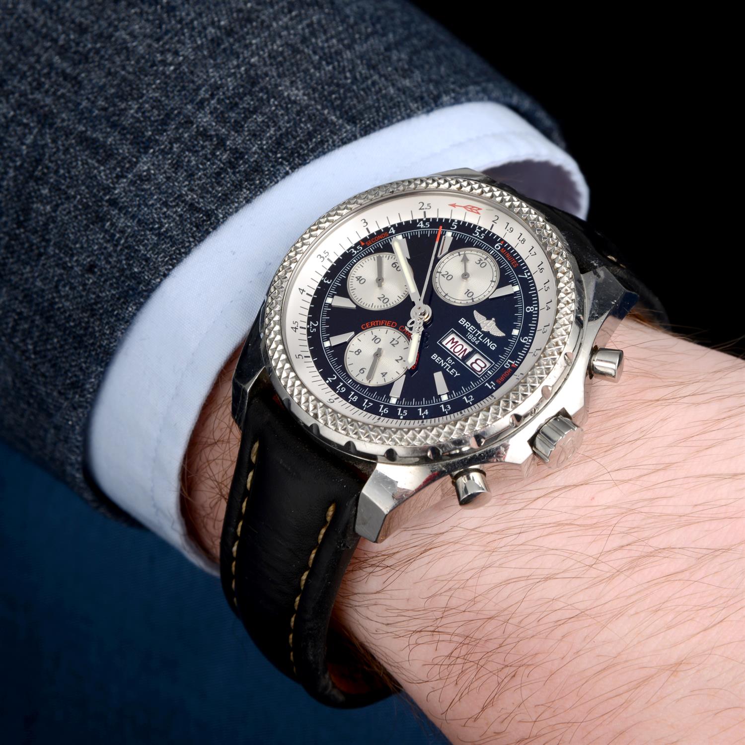 BREITLING - a stainless steel Bentley GT chronograph wrist watch, 47mm. - Image 6 of 6