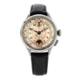 PIERCE - a nickel plated single button chronograph wrist watch, 34mm.