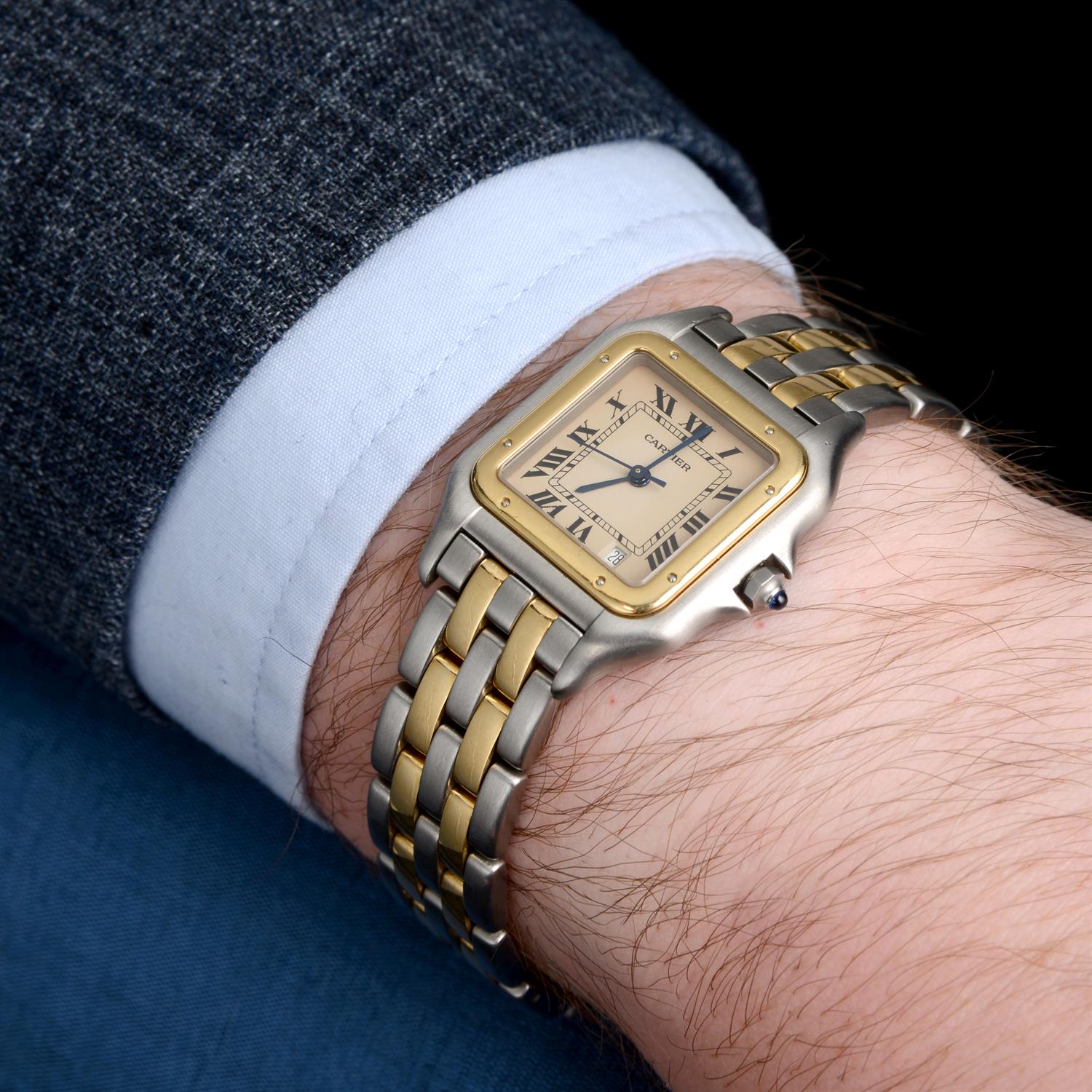 CARTIER - a bi-metal Panthere bracelet watch, 22mm. - Image 5 of 5