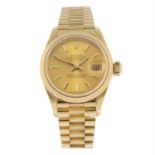 ROLEX - a 18ct gold Oyster Perpetual Datejust bracelet watch, 26mm.