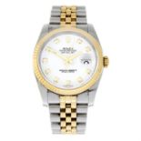 ROLEX - a bi-metal Oyster Perpetual Datejust bracelet watch, 36mm.