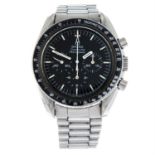 OMEGA - a stainless steel Speedmaster 'Straight Writing' chronograph bracelet watch, 42mm.