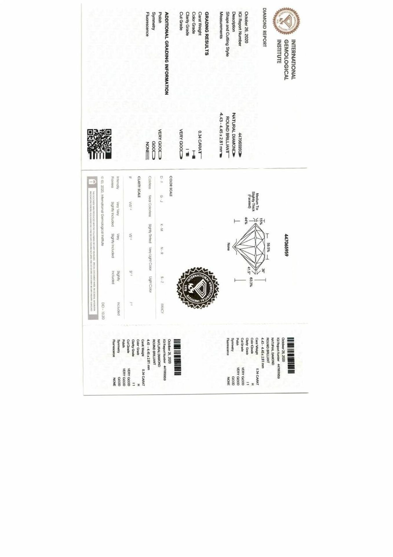 Pair of brilliant cut diamonds, weighing 0.68ct. Within IGI security seal - Bild 4 aus 5