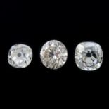 Three vari-shape diamonds, weighing 0.93ct