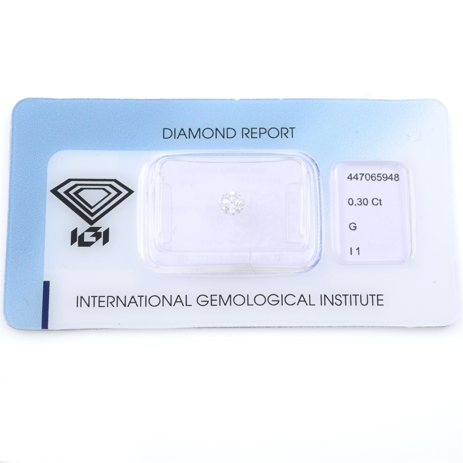 A brilliant cut diamond, weighing 0.30ct. Within IGI security seal - Image 2 of 4