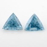 Pair of triangular shape HPHT treated 'blue' diamonds, weighing 1.76ct.