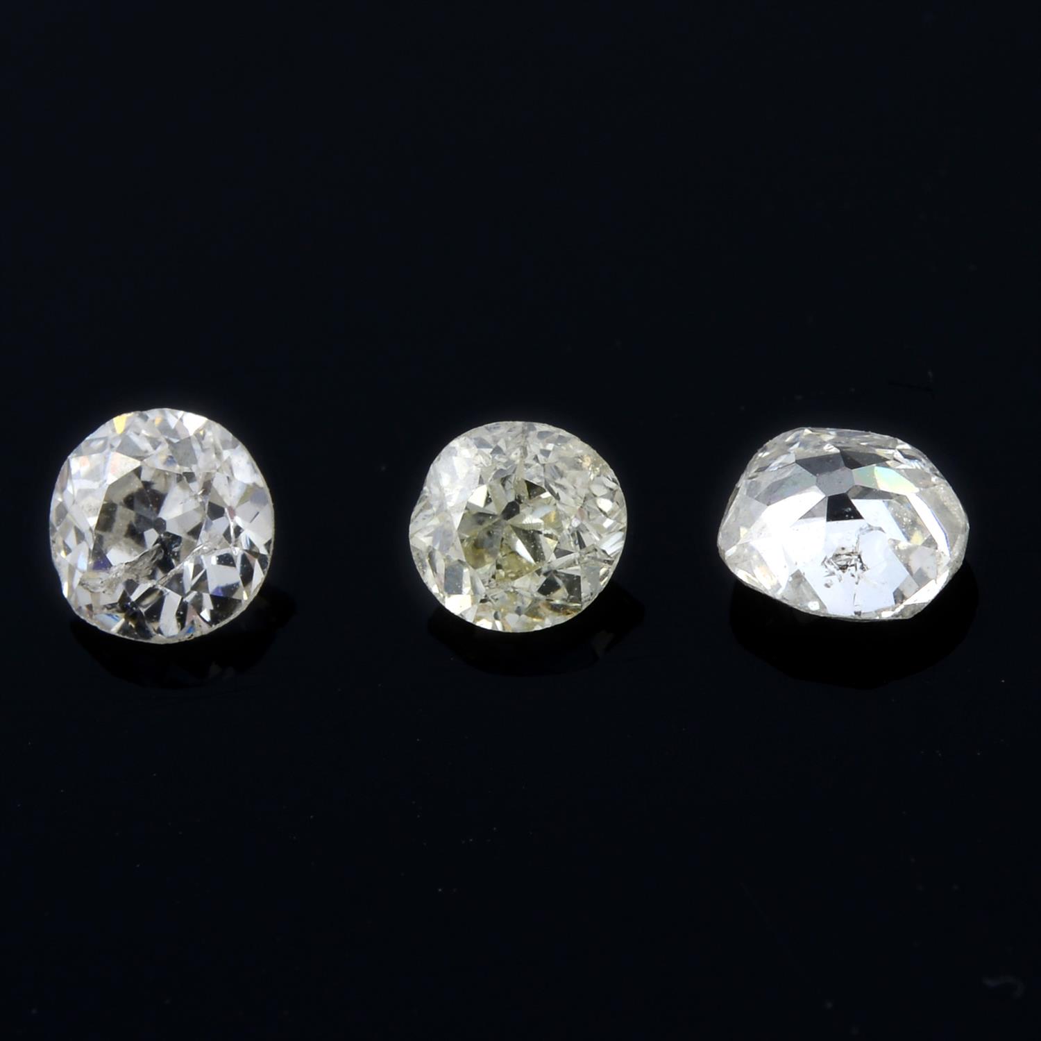 Three vari-shape diamonds, weighing 0.78ct