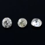 Three vari-shape diamonds, weighing 0.78ct