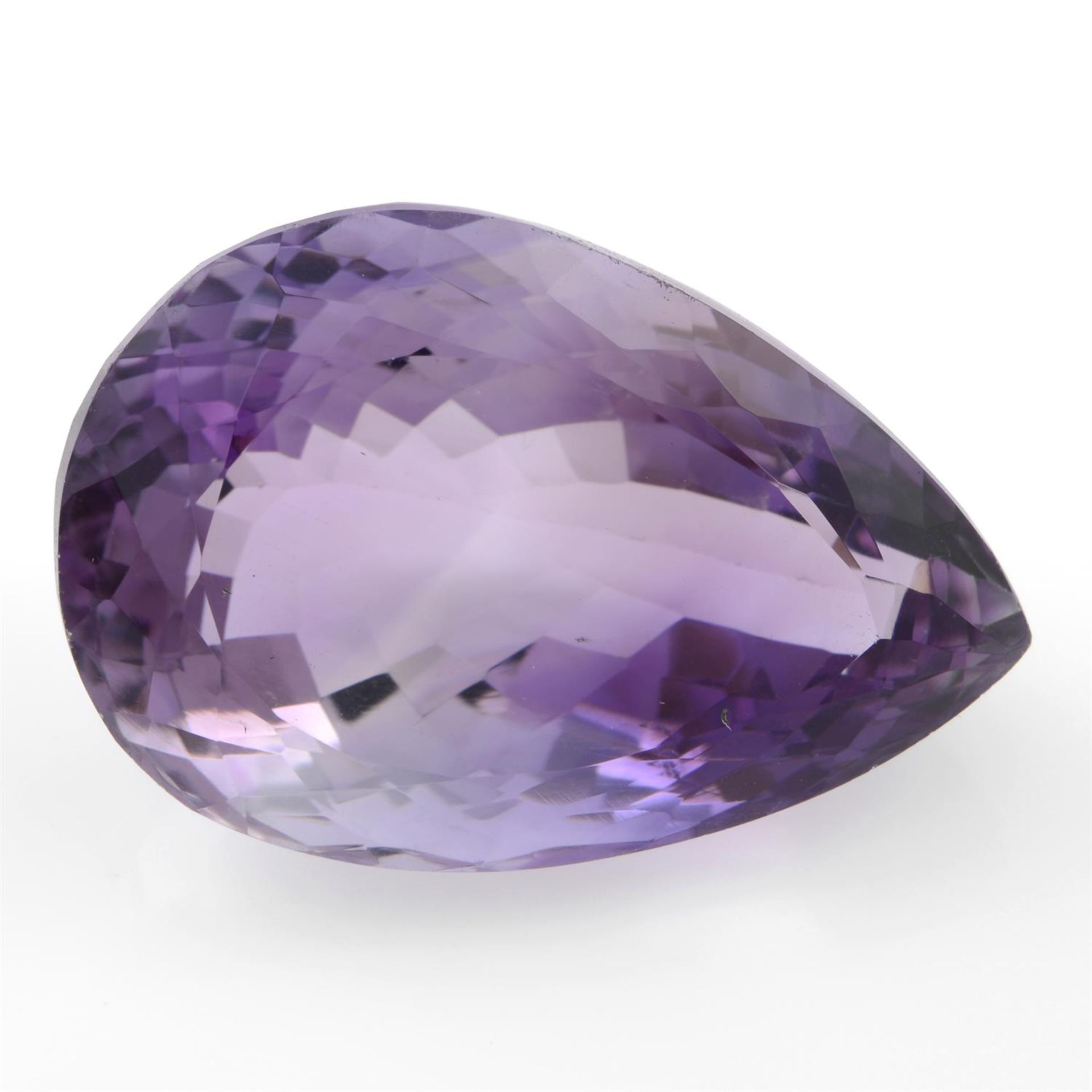A pear shape amethyst, weighing 35.90ct
