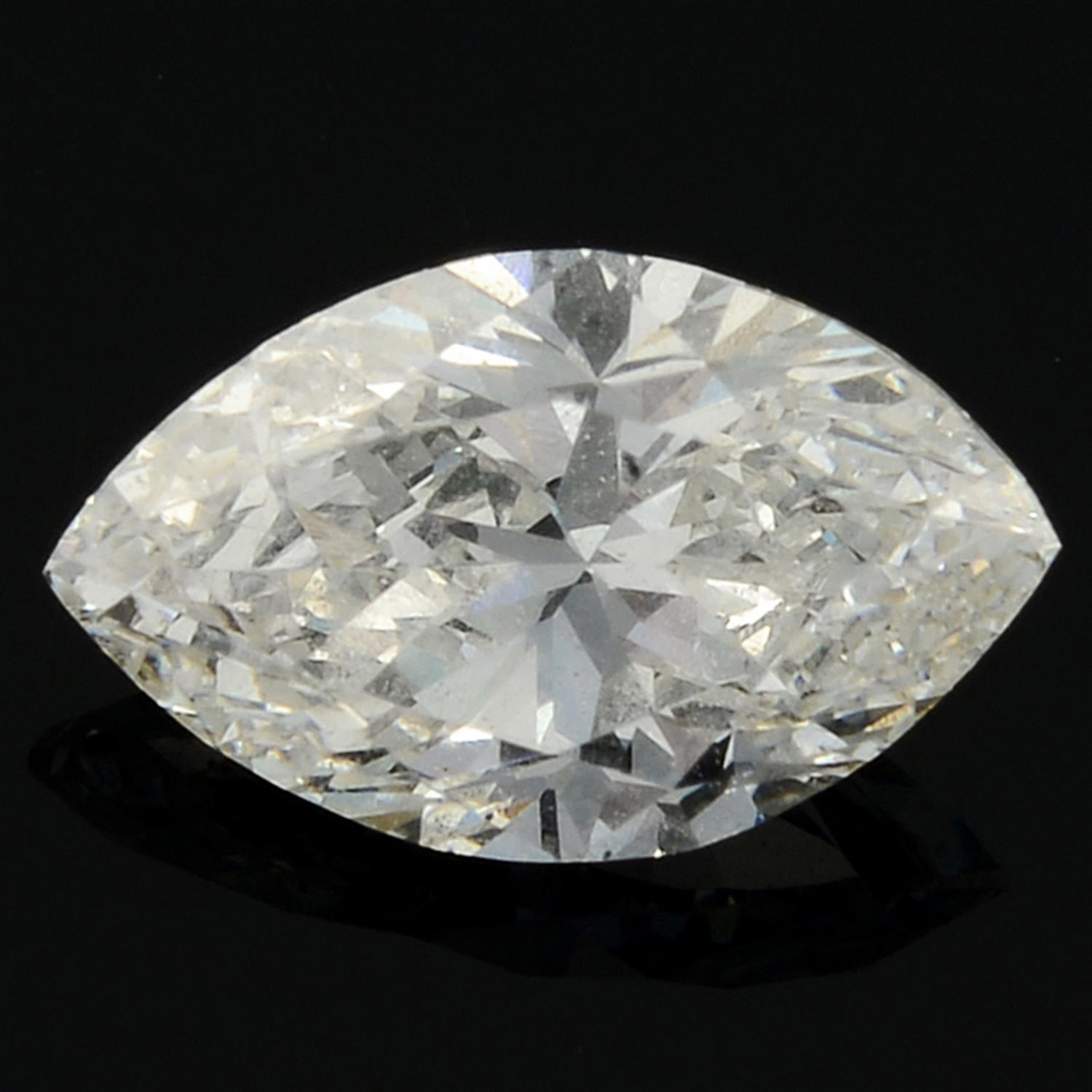 A marquise shape diamond, weighing 0.49ct.