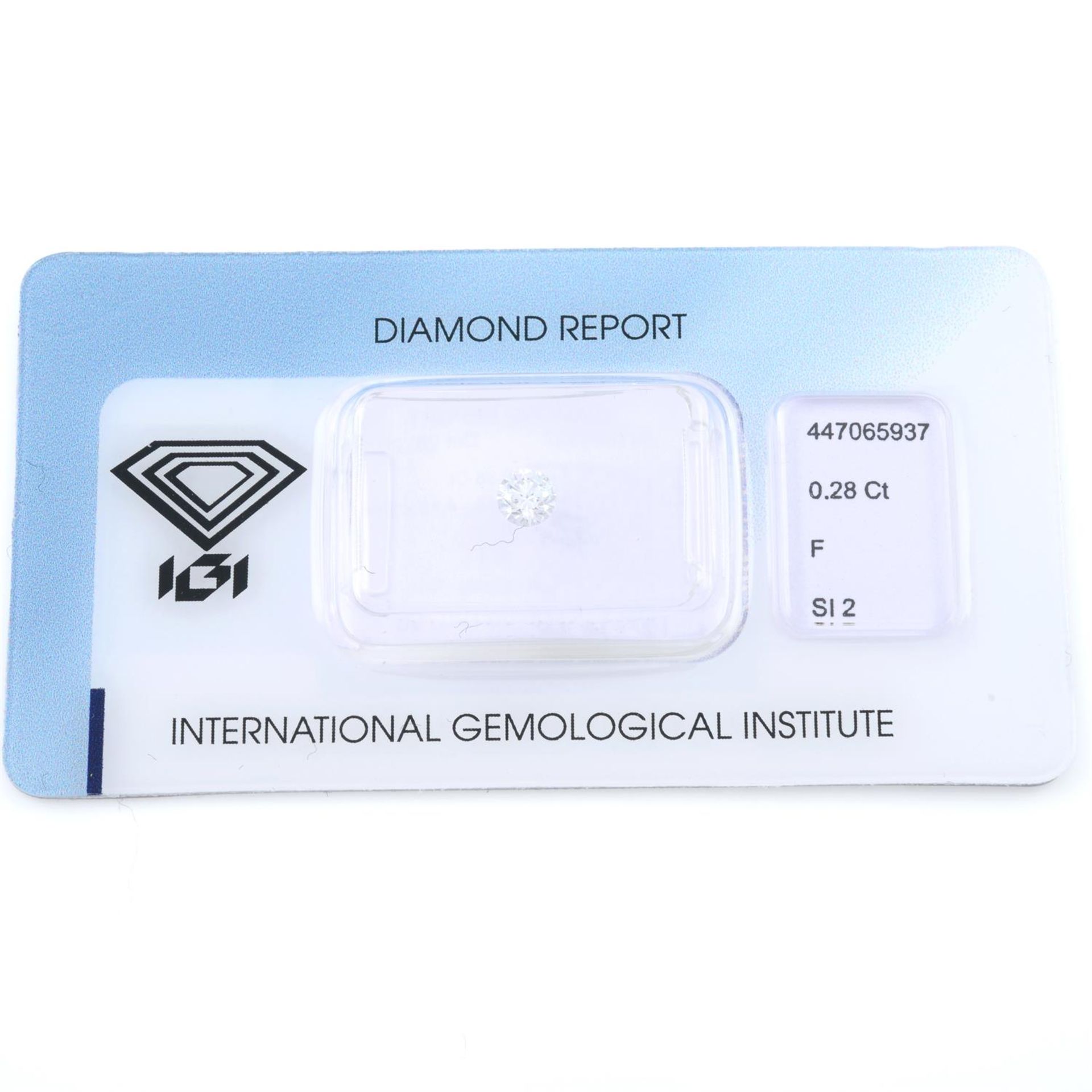 A brilliant cut diamond, weighing 0.28ct. Within IGI security seal - Image 2 of 4