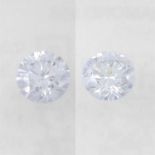 Pair of brilliant cut diamonds, weighing 0.68ct. Within IGI security seal