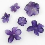 STUART DEVLIN STOCK - Selection of carved amethysts resembling flowers, weighing 143ct