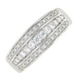 A 9ct gold brilliant-cut diamond half eternity ring.