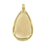 A pear-shape opal and diamond pendant.