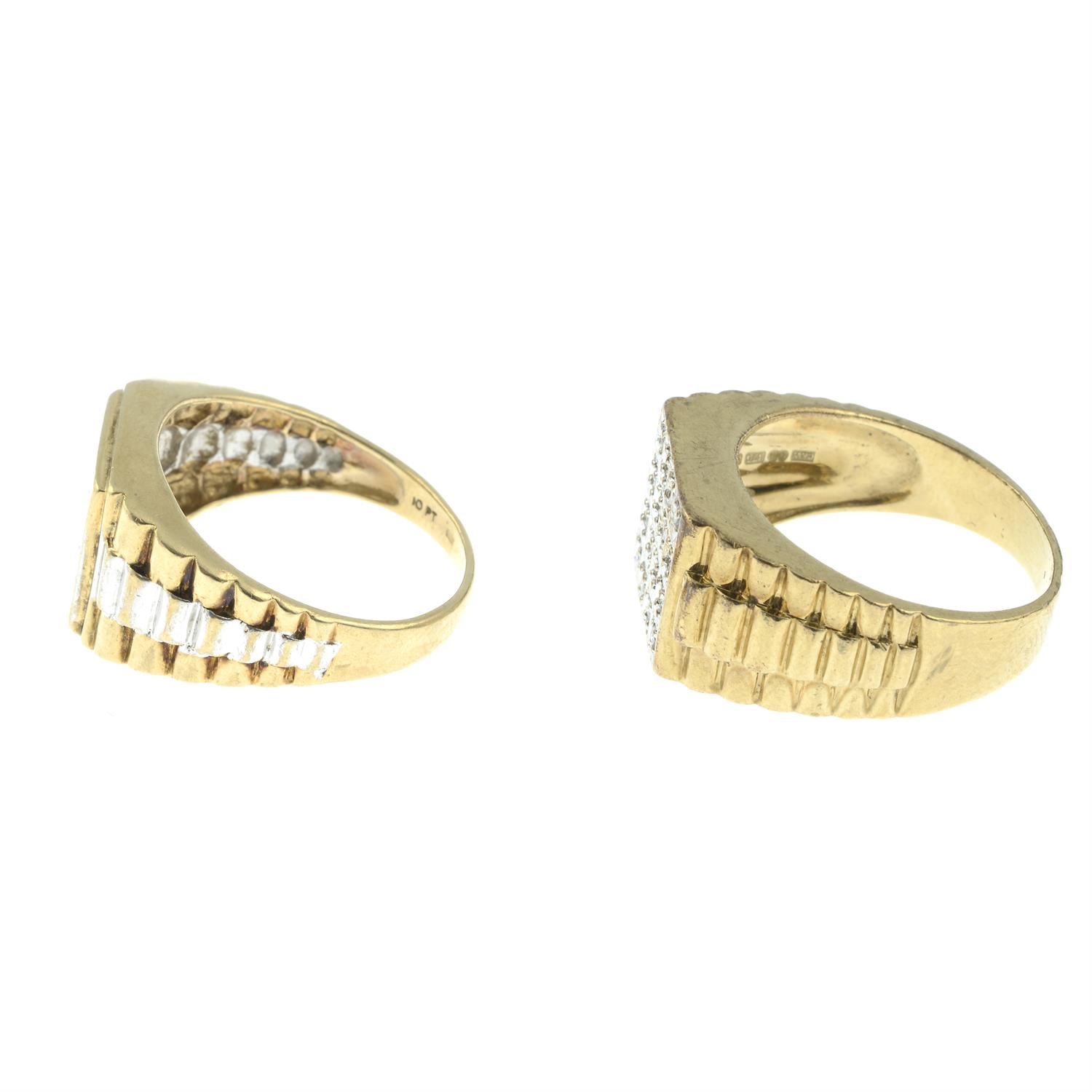 Two Gentleman's 9ct gold diamond rings. - Bild 2 aus 3