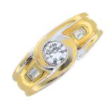 A brilliant and baguette-cut diamond bi-colour dress ring.