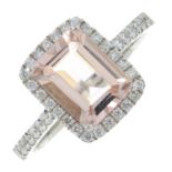 An 18ct gold morganite and brilliant-cut diamond cluster ring.