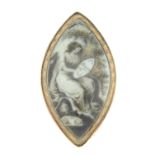 An early to mid 19th century gold painted ivory memorial brooch.