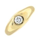 A 9ct gold diamond single-stone ring.