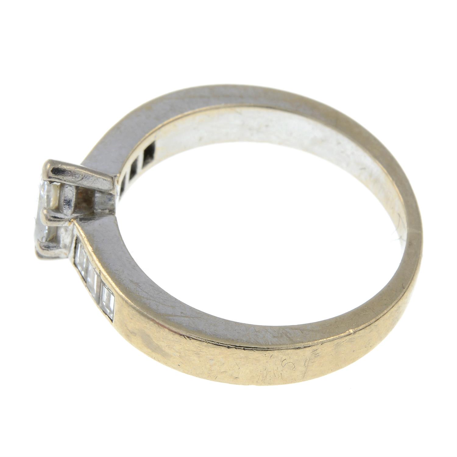 An 18ct gold marquise-shape diamond ring, with baguette-cut diamond sides. - Bild 2 aus 3