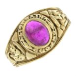A 9ct gold ruby ring for Oxford University.