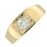 A 9ct gold diamond single-stone ring.