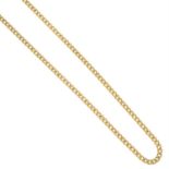 A 9ct gold flat curb-link chain necklace.