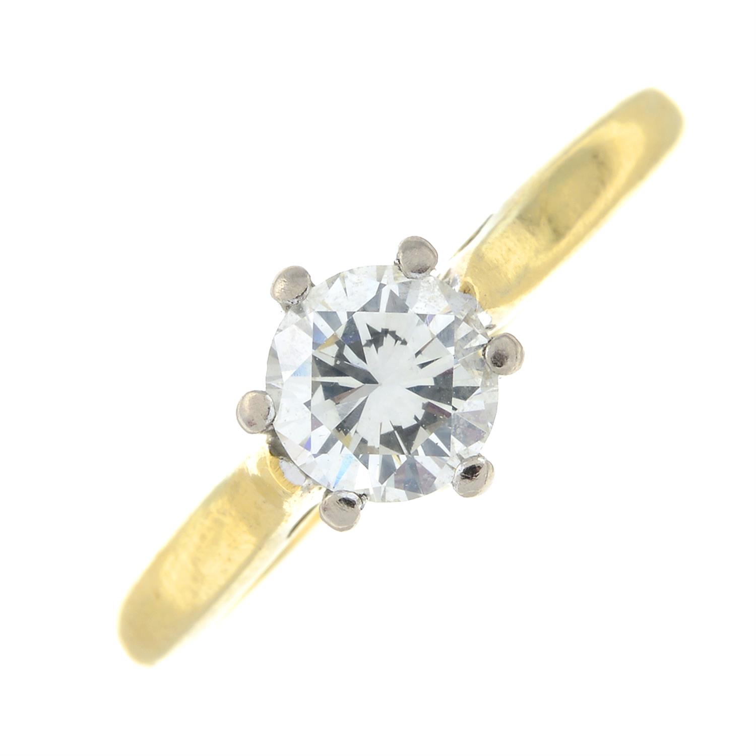 An 18ct gold brilliant-cut diamond single-stone ring.