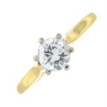 An 18ct gold brilliant-cut diamond single-stone ring.