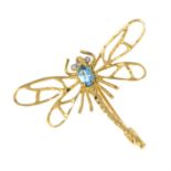A single-cut diamond & topaz dragonfly brooch.