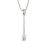 A 9ct gold brilliant-cut diamond pendant, with 9ct gold chain.