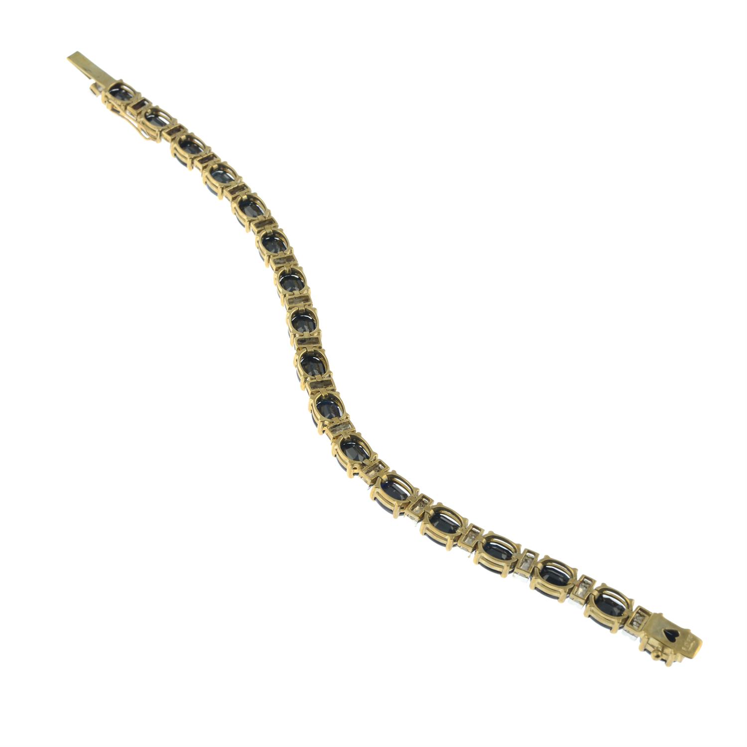 A 9ct gold sapphire and diamond bracelet. - Bild 3 aus 3