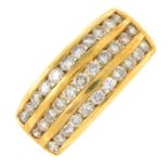 An 18ct gold brilliant-cut diamond three row dress ring.