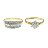 Two 9ct gold diamond rings.