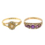 Two Edwardian gold gem-set rings. One AF.