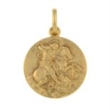 A 9ct gold medallion pendant depicting St. George and a ship to the reverse, by Uno-A-Erre