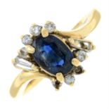 A sapphire topped-doublet and diamond dress ring. AF.