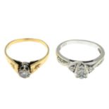 Two 9ct gold diamond rings.