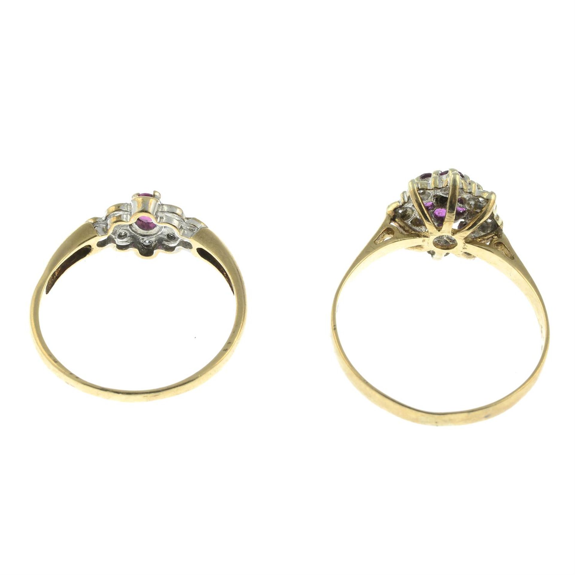 Two 9ct gold ruby and diamond rings. - Bild 3 aus 3