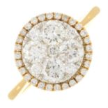 An 18ct gold brilliant-cut diamond cluster ring.