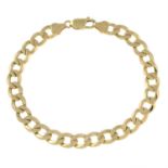 A 9ct gold flat curb-link chain bracelet.