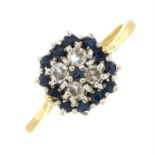 A sapphire and single-cut diamond cluster ring.